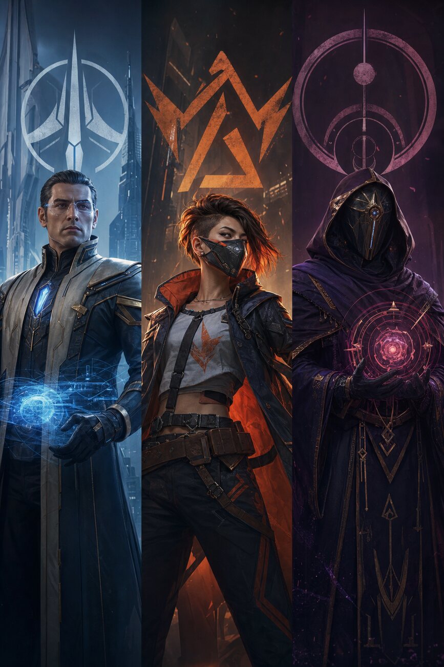 Champions representing the three rival Betmatch factions